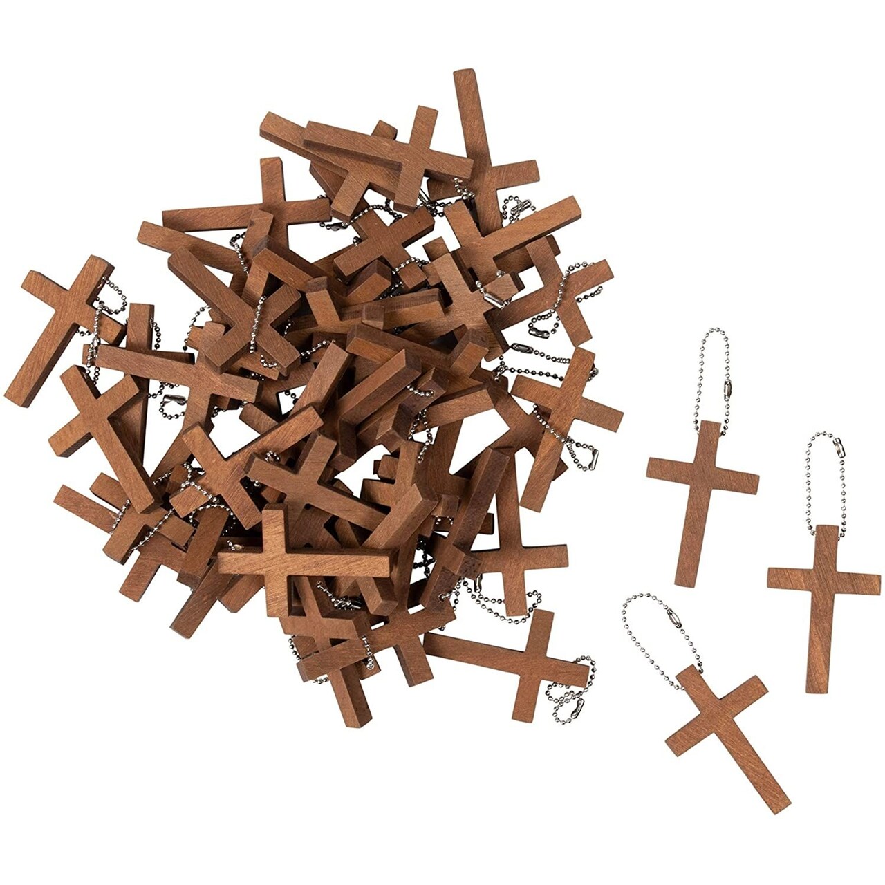 50 Pack Mini Wooden Cross Keychains for Christian Party Favors, Easter  Crafts, Necklace and Bracelet Charms for Jewelry Making (1.2 x 1.75 In)